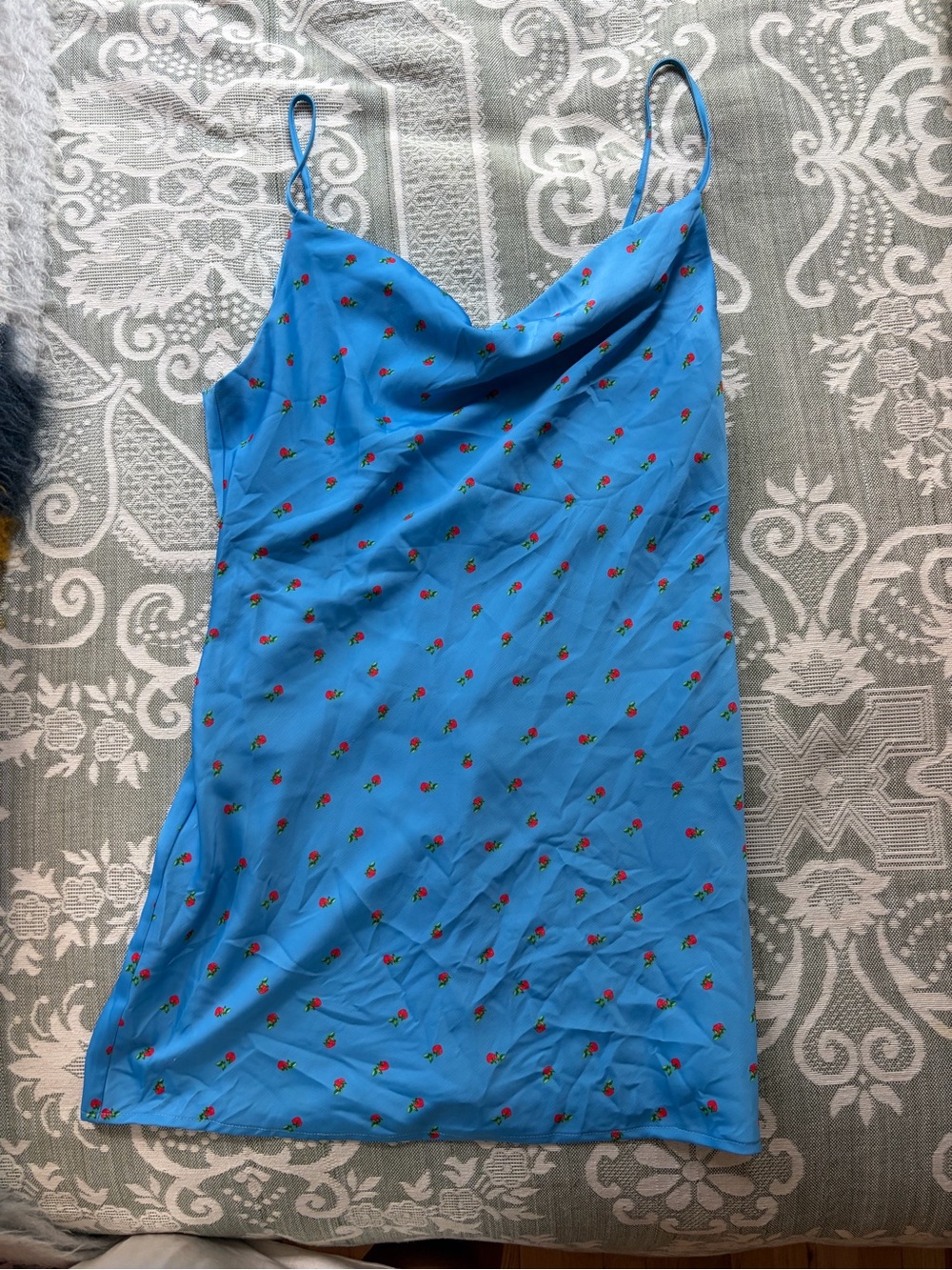 Urban Outfitters Blue & Strawberry slip mini dress